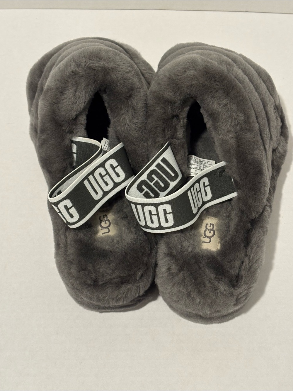 UGG Fluff Yeah Slide Slippers Gray Cozy Loungewear Sheepskin - Picture 4 of 5